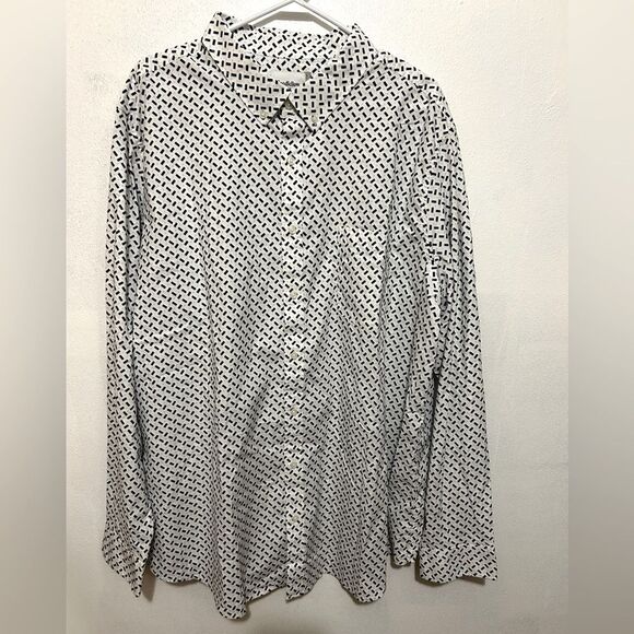 NWT Goodfellow & Co Mens Poplin Shirt Blue & white pattern size 3X Tall - Picture 1 of 10